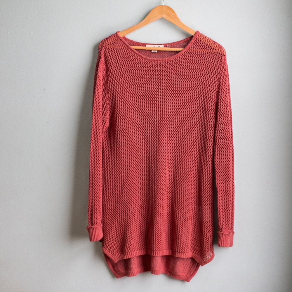 Cotton Rose Large-Knit Oversized Sweater